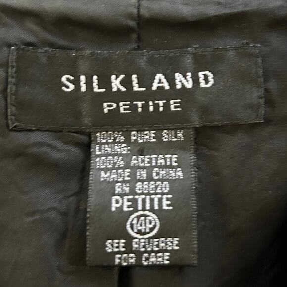 Silkland Petite Women Embroidered Top Blouse Artsy Boho Silk Black Size 14P - Picture 5 of 7